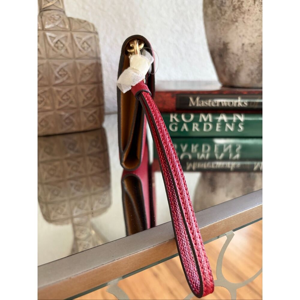 Coach Corner Zip Travel Envelope Wallet Red Crossgrain Leather Wristlet NWT - Picture 6 of 9